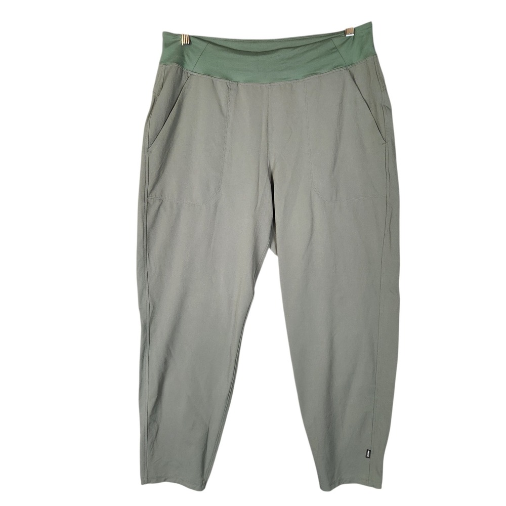 REI Co-op Beyonder Ankle Pants Women's Large Green Pull-on Stretch Zip Pocket